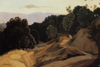 Jean-Baptiste-Camille Corot : Road through Wooded Mountains